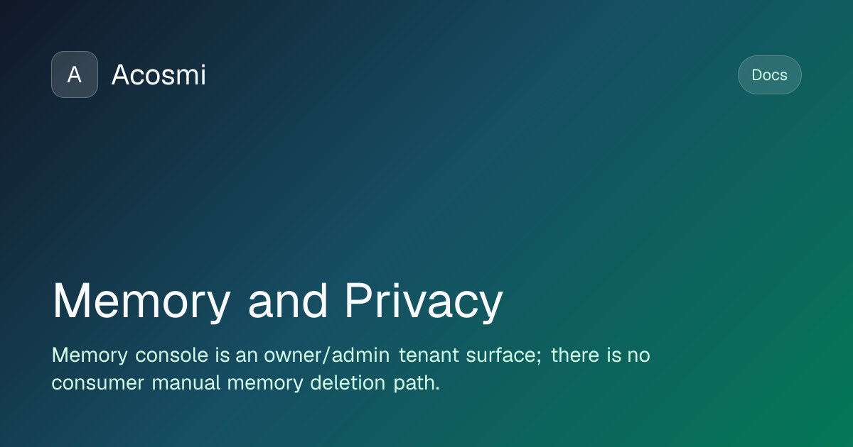 Memory and Privacy | Acosmi Docs