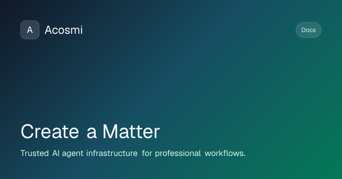 Create a Matter | Acosmi Docs
