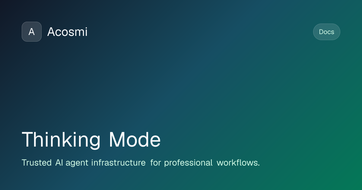 Thinking Mode | Acosmi Docs