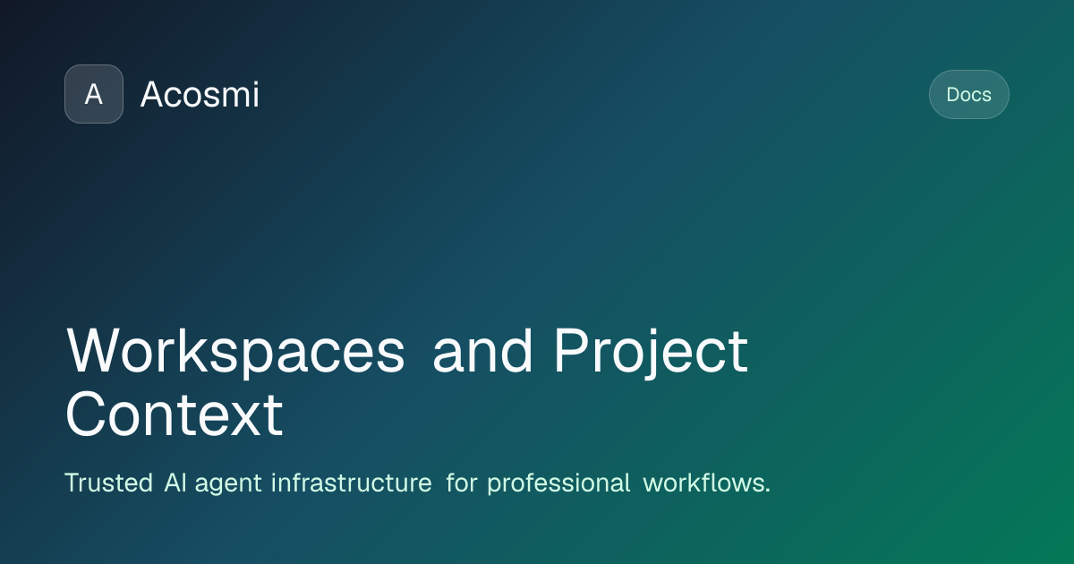 Workspaces and Project Context | Acosmi Docs